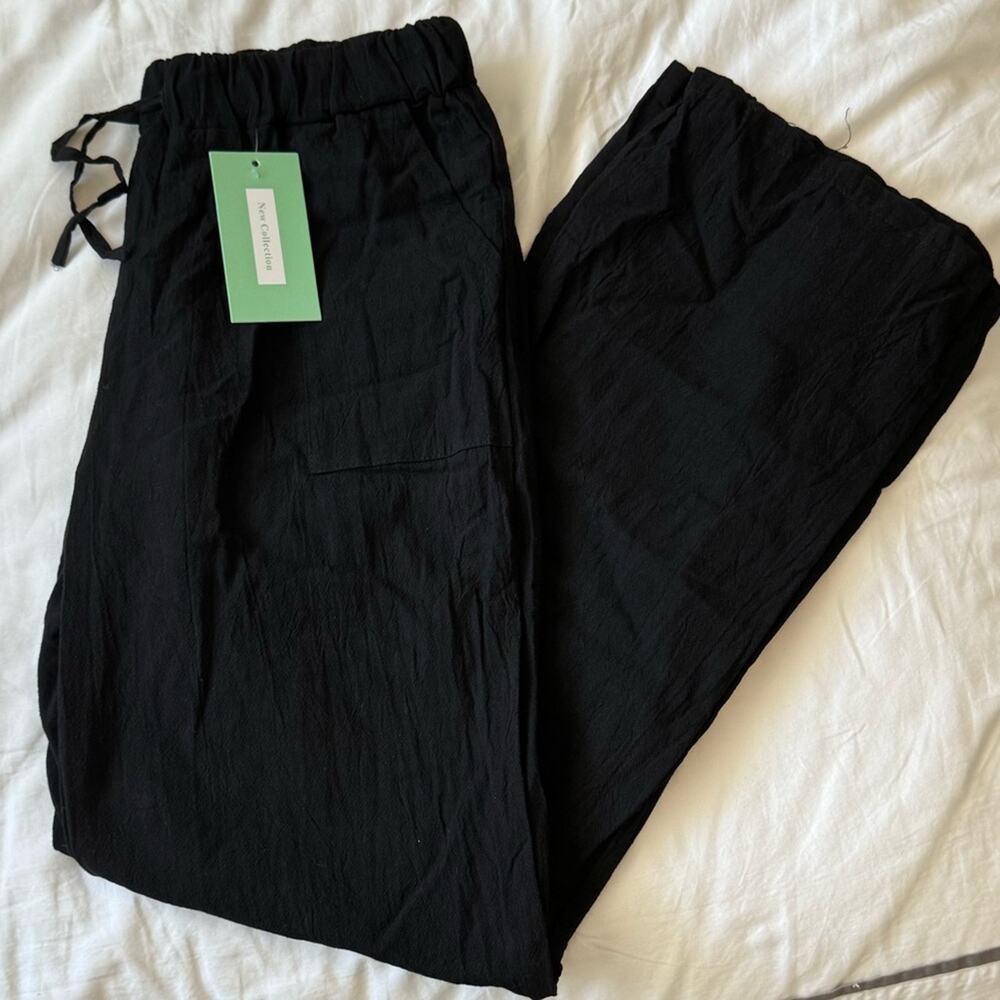 New Collection Black Linen Pants